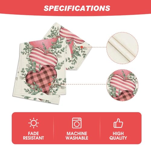 Artoid Mode Pink Eucalyptus Hearts Valentine's Table Runner, Anniversary HoliKitchen Dining Table Decoration for Home Party Decor 13x48 Inch