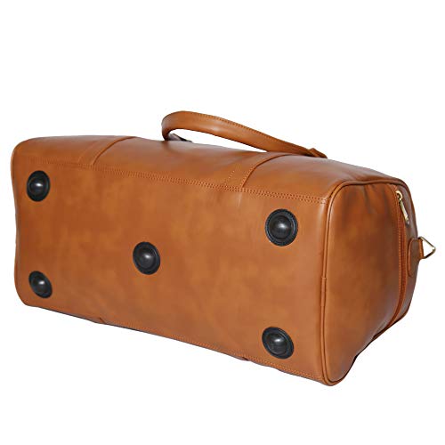 Image of RICHSIGN Leather Accessories 24 litres Duffle Bags for Men Travel-(TAN) (Weight-1 KG /1000 GR)(Dimension = H- 12 x L- 20 x W- 8 Inch)