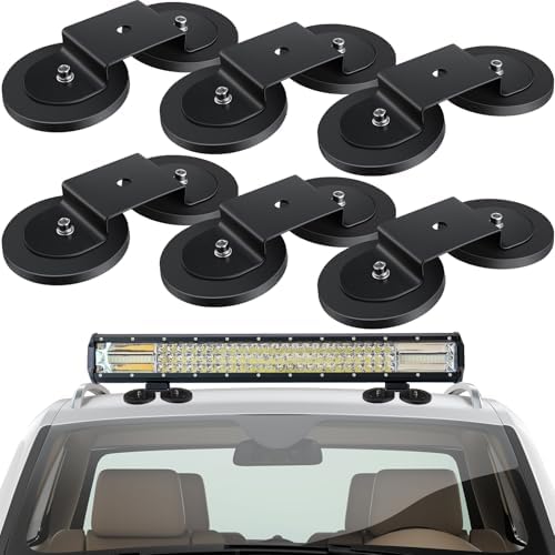 Shimeyao 6 Pcs Magnetic Base Light Bar Mounts Magnetic LED Light Bar Mount Work Light Mount Brackets Universal Magnet Mount Holder with Rubber Pad for Road Truck Lamp Fog Light Roof Light Bar