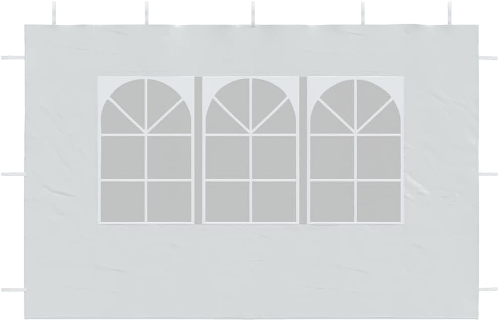 White Party Tent Sidewall, 2-Piece 100% PE Fabric, Decorative Inlays for Outdoor Gazebo Canopy Tent, 118.1x118.1x76.8 Inch UV & Water-Resistant Shade