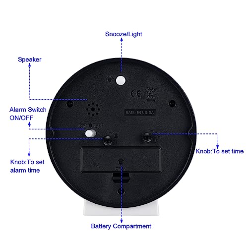Tinload Analog Alarm Clock for Kids Learning to Tell Time, Battery Operated for Teenagers Boys Girls Bedrooms