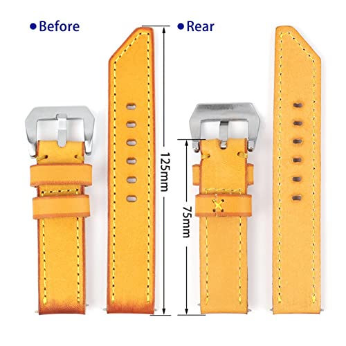 Correa de reloj de cuero amarillo para uso diario y ocasiones especiales 22mm 24mm 4