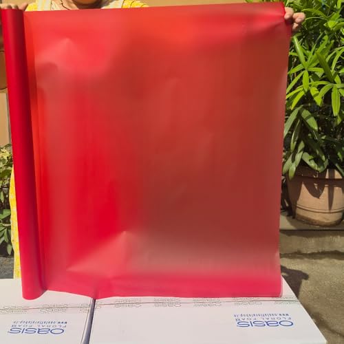 Image of Oasis Frosted Red Bouquet Wrapping Roll Premium Korean Style Flower Wrap for Fresh Flowers & Gift Packaging Florist Essential Supplies 60 Micron 25 Meter Long