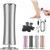 Lima Eléctrica de Pies Profesional para Durezas y Callos, Quita Durezas y Elimina Callos en Pies con Velocidad Ajustable 2 Velocidades, Rotación 360° para Piel Sensible, Incluye 60 Discos de Lija