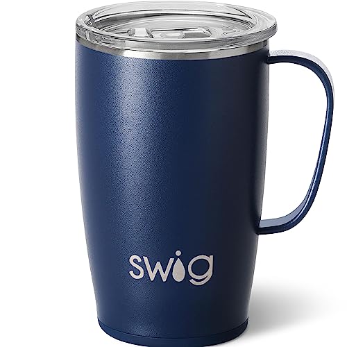 Swig Life 18Oz Travel Mug: The Ultimate On-the-Go Coffee Companion 2 Swig Life 18oz Travel Mug, Insulated Tumbler with Handle and Lid, Cup Holder Friendly, Dishwasher Safe, Stainless Steel, Travel Coffee Cup (Navy)