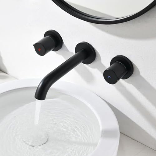 Robinet de salle de bain noir mat mural gain de place entretien facile