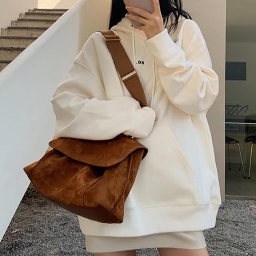 Brown Suede Messenger Bag Brown Suede Satchel Crossbody Bag for Women Office Tote Handbag3