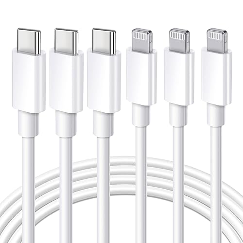 USB C au câble de foudre 3Pack 3FT, [Certifié MFi] iPhone Câble chargeur, type de livraison d'alimentation C iPhone Chargeur cordon charge rapide compatible avec iPhone 14 13 12 11 XS XR X 8 7 iPad