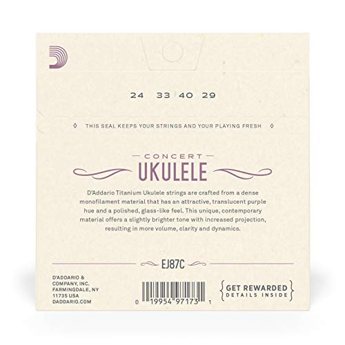 Image of D'Addario Concert Ukulele Strings, Titanium, EJ87C, 4-String Set, Pack of 1