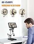 ANNLOV 7" HDMI Digital Microscope, 1500X 16MP LCD Coin Microscope with Lights, Video Soldering Microscope for Adults, Compatible with TV/Windows/Mac