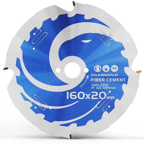Lame de scie fiber ciment 160 x 20-4 dents diamantées - Idéal pour le fibro ciment - Compatible avec Makita, Bosch - Colle fermacell