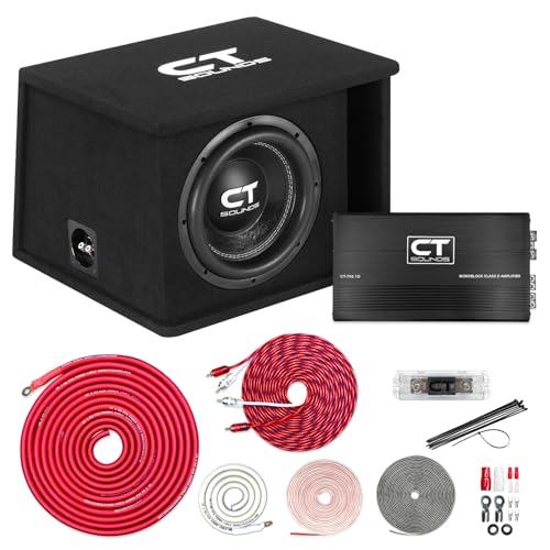 CT Sounds Single 10 1300W Complete Bass Package with Loaded Subwoofer Box and Amplifier