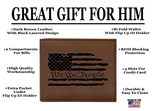 Rogue River Tactical USA American Flag We The People Constitution Men's Leather Bifold Wallet RFID Gift For Him Dad Father United States Billfold Patriotic2
