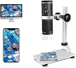 Jiusion WiFi USB Digital Microscope 50 to 1000x Wireless Magnification Endoscope 8 LED Mini HD Camera with Updated Stand Portable Case, Compatible with iPhone iPad Android Mac Windows Linux