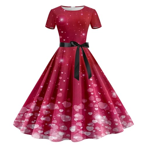 Robe de soirée rétro rose XXL pour femme style années 1950