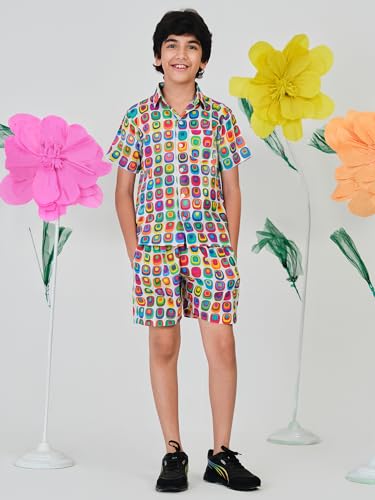 Image of Trampoline Boys Shirt and Shorts Set | Soft Cotton Summer Outfit for Kids | Printed Shirt with Shorts | Comfortable for Day Events, Birthdays & Family Functions