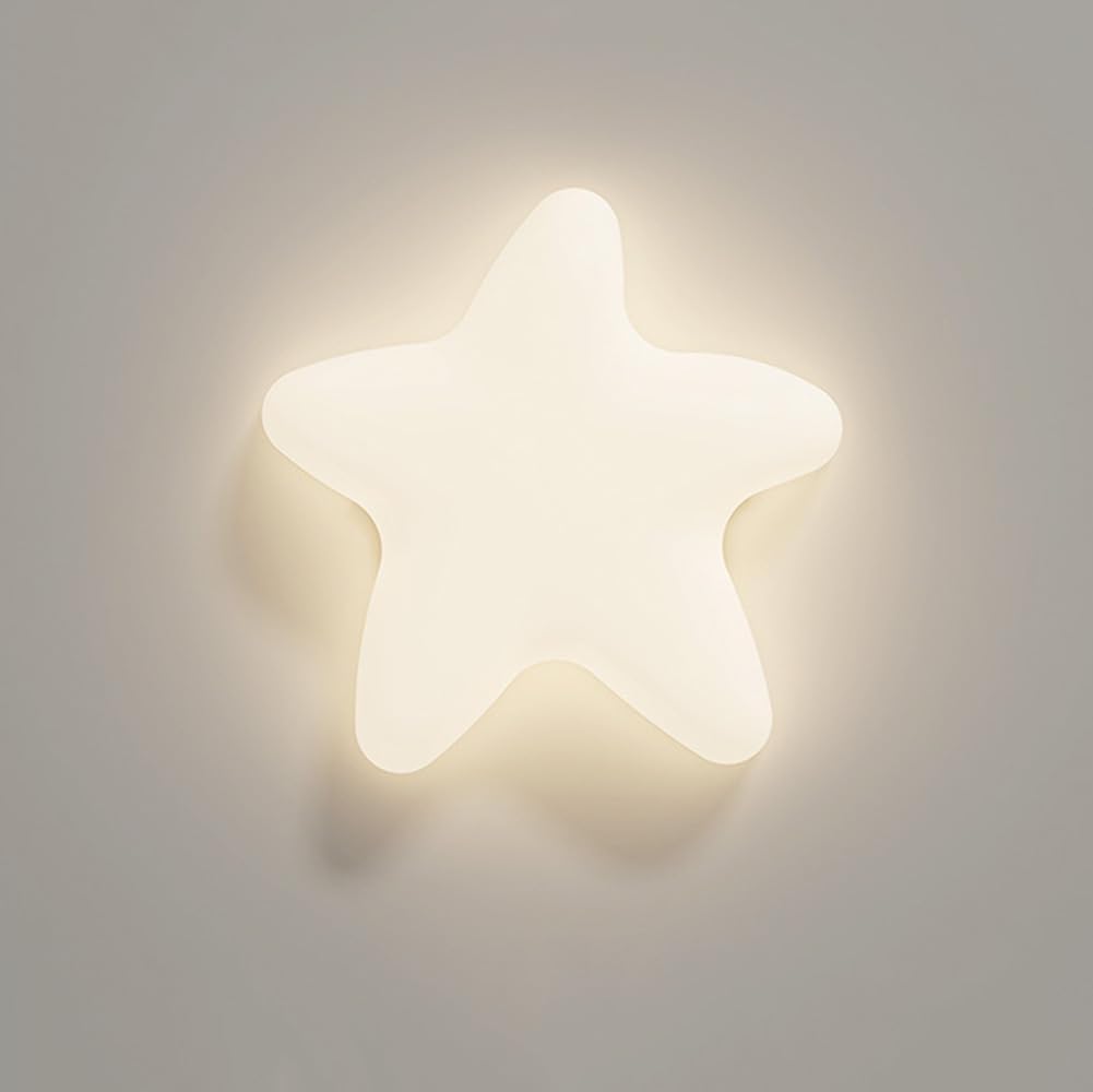 LED Wall Sconce Kids Bedroom Cute Cloud Star Milk White Wall Light Fixture Small Dimmable Wall Sconce Nordic Modern Wall Mounted Lamp for Boys Girls Bedside Children Nursery Hallway