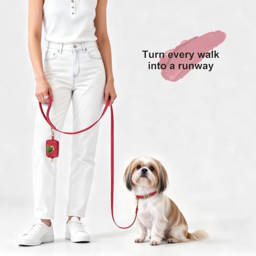 Image of Didog Soft PU Leather Dog Collar for Small Dogs, Quick Release, Red S