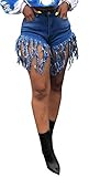 LaiyiVic Jean Shorts for Women High Waisted Frayed Raw Hem Ripped Denim Shorts Juniors X-Large Blue