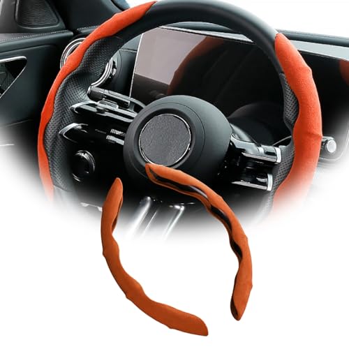 に適用日産 ノート E12 2012年9月-現行 車用ハンドルカバー 超薄手感服帖 滑り止め吸汗 絨面絨皮不掉絮持久耐用 四季通用 軽自動車対応 長距離運転者向け ステアリングカバー 車用内装パーツ(茶色)