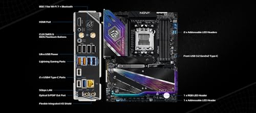 X870 Nova WiFi AM5 ATX HDMI/USB-C DDR5 - AMD Sockel AM5 (Ryzen Zen4) - ATX (90-MXBT20-A0UAYZ) - Scheda madre - Immagine 4