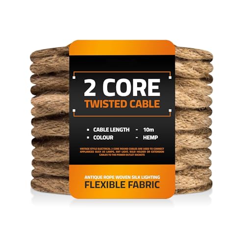 Image of LEDSone Hemp 18 AWG Fabric Covered Electrical Wire 32.8ft 2 Conductor Twisted Lamp Cord 5mm Tinned Copper PVC Cable for Pendant Lights Chandeliers DIY Rewiring Home Indoor Projects