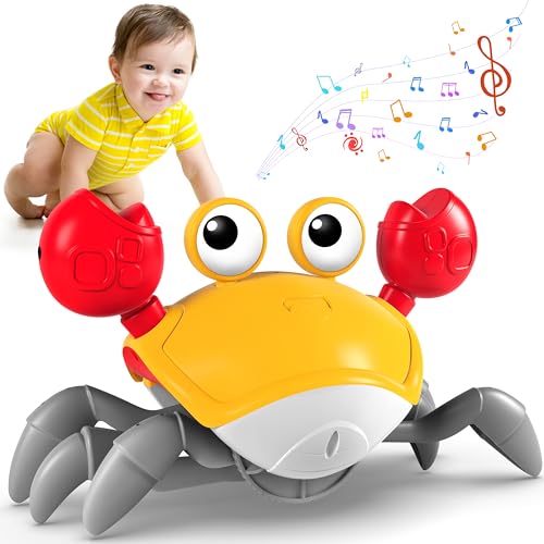Image of Crawling Crab Baby Toy, Tummy Time Toys, Sensing Interactive Walking Dancing Toy for Crawling Baby Induction Crabs with Music Sounds, Infant Fun Birthday Gifts Entertainment for Toddler Baby Boy Girl