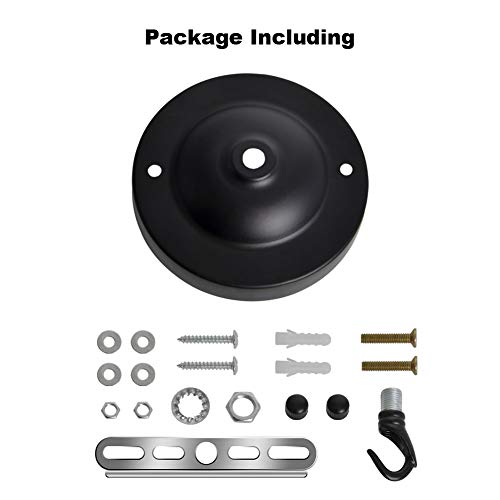 Light Canopy Kit, GARDTECH Ceiling Plate Hook Light Cover Chandelier Pendant Hanger Stable Canopy Kit Plant Hanger Light Fixture Retro Black Ceiling Pendant Lights Accessory, 22 LBS Load 4.13 Inches