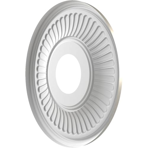 Image of Ekena Millwork CMP13BEBAL Berkshire Thermoformed PVC Ceiling Medallion (Fits Canopies up to 5 3 /4 inch), 13 inchOD x 3 1 /2 inchID x 3 /4 inchP, Bright Coat Aluminum