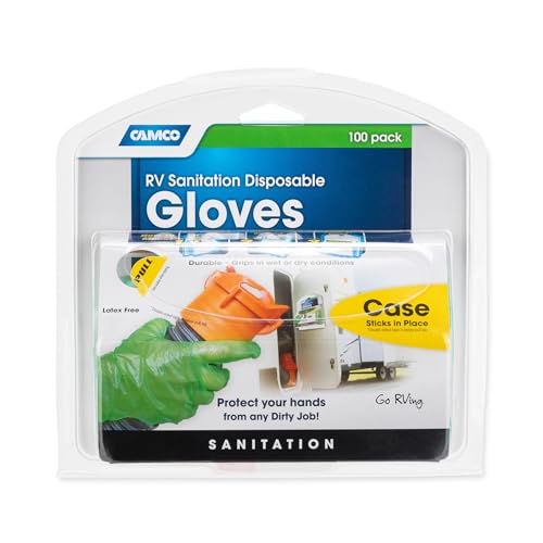 Camco-Durable-All-Purpose-RV-and-Camper-Disposable-Sanitation-Gloves-Ideal-in-Wet-or-Dry-Conditions-Green-Non-Latex-Gloves-100-Pack-40285