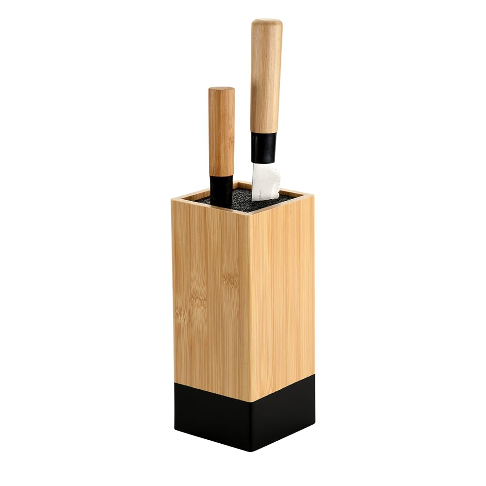 KESPER | Messerblock, Material: Bambus, Kunststoff, Maße: 10 x 10 cm, H: 23 cm, Farbe: Braun, Schwarz | 58030