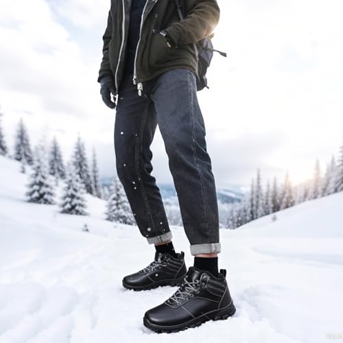 ricema Winterschuhe Herren Damen Winterstiefel Warm Gefüttert Schneestiefel Leicht Wanderschuhe Trekkingschuhe Rutschfest Stiefe, Schwarz 40 EU