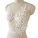 3D Flower Embroidery Lace Trim White Sequin Bead Floral Embroidered Sew on Applique Patches for Bridal Wedding Dress Gown Bodice Costume Craft DIY, 1 Pairs (White)