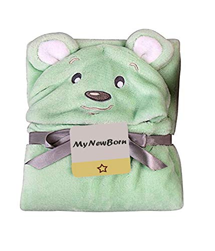 Image of MY NEWBORN Baby Blanket Wrapper Bath Towel- Pack of 2 Katty, GreenPuppy
