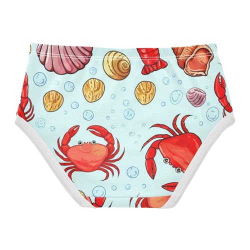 Girls Underwear Toddlers 2t Cotton Cute Panties Girl Animal Undies Kids Briefs Cartoon Red Crabs Light Blue2