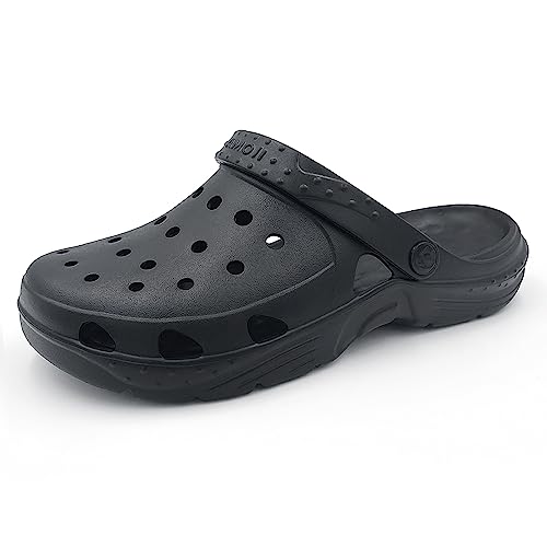 AMOJI Garden Clogs Garden Shoes Gardening Shoes Summer Clogs Yard Shoes CL3101 Black Size 14 Women/12 Men