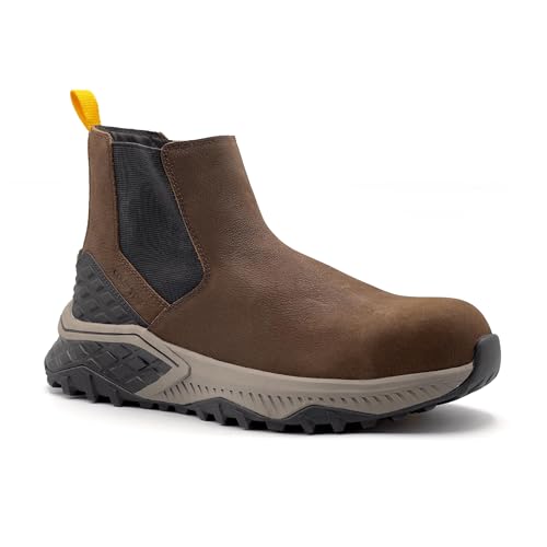 Avenger Summit Trail Composite Toe Boots for Men - Non-Slip, EH Rated Industrial Chelsea Style Work Shoes, Brown, Size 7 by Avenger Work Boots - Used condition - US$86.48
