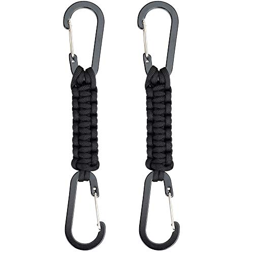 [Pack of 2] Snap Hook Carabiner Clips, EOTW Carabiner Key Chain Bottle Hanger with Parachute Cord Chain for Boys Girls Backpack Accessories