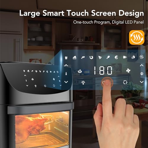 SXYCMY Air Fryer Oven Digital - 18L Large Capacity Oil-Free Touch Screen Oven with Rotisserie, Dishwasher Safe Parts, Rapid Air Circulation, BPA-Free Accessories