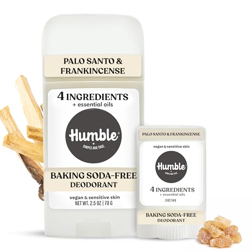 Image of Humble Aluminum-Free Baking Soda-Free Deodorant, Palo Santo & Frankincense | Sensitive Skin, Clean & Natural with Essential Oils - Long-Lasting Odor Control, Cruelty-Free for Men & Women