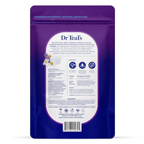 Dr Teal's Epsom Salt Magnesium Soak, Sleep Blend with Melatonin, Lavender & Chamomile Essential Oils, 3 lbs - image 2