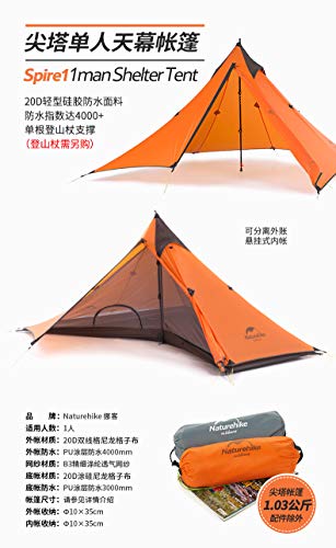 Naturehike Minaret tent single canopy ultralight outdoor climbing A tower double poleless tent with mat NH17T030-L