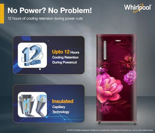 Whirlpool 184 L 2 Star Direct-Cool Single Door Refrigerator (205 WDE PRM 2S WINE SERENA-Y, Red, 2026 Model) 8 410T0CooFaL