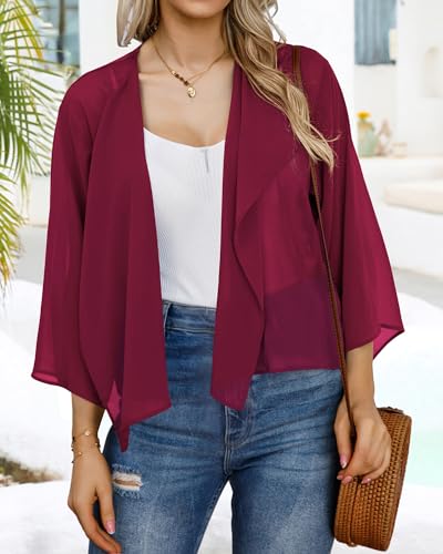 Kimonos for Women Summer Cardigan Chiffon Floral Cover up Loose Casual Top Blouse