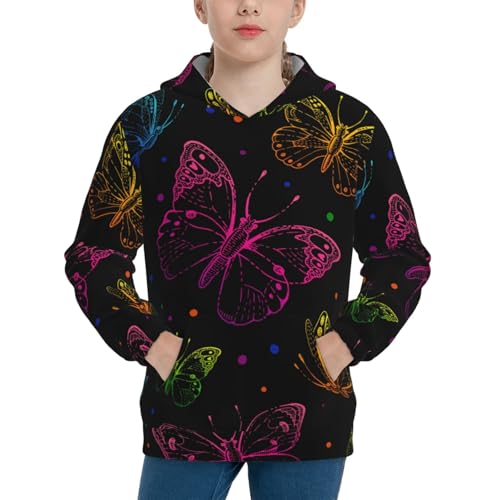 Butterfly Kid Hoodies Boys Sweatshirts Girls Pullover with Pocket