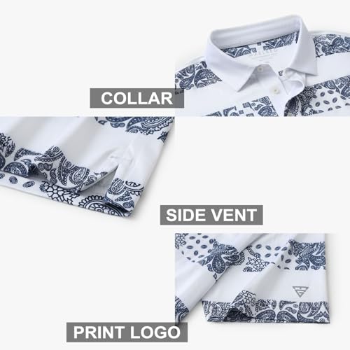 Image of Golf Shirts for Men Dry Fit Short Sleeve Print Performance Moisture Wicking Polo Shirt