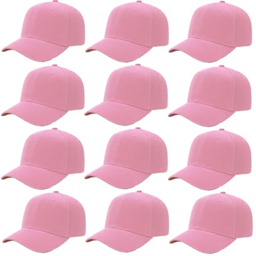 Image of ZH Plain Adjustable Baseball Cap - Lot of 12 Unisex Blank Design Caps