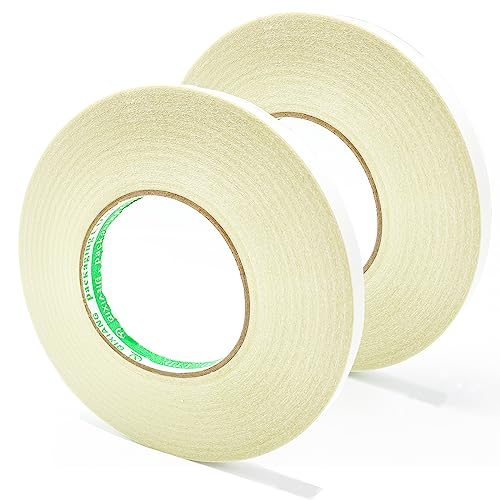 Fabric Tape Double Sided, Strong Adhesive Hem Tape Stitch Witchery Tape, No Sew Hemming Tape for Pants, Curtains, Clothes, Easy to Remove 1/2 Inch x 200 Feet 2 Rolls