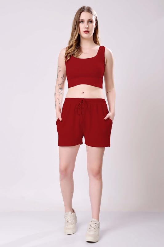 Image of London Hills Shorts for Women Textured Waffle Knit with Pockets for Gym, Sports, Running, Yoga, Cycling, Walk Casual Shorts Or Half Lower, Hot Pant, Half Trouser, Pack of 1, Pack of 2, Pack of 3