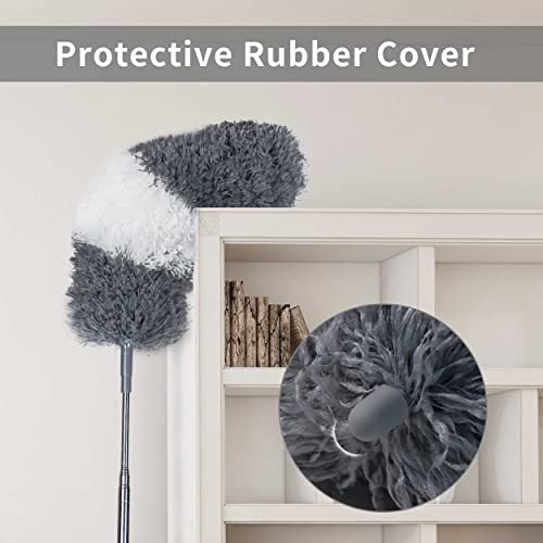 Image of Barebeauty Microfiber Feather Duster - an 100 inch Extendable and Bendable Long Handle Dusters for Dust and Cobweb Cleaning All-Round Home Cleaning, Grey